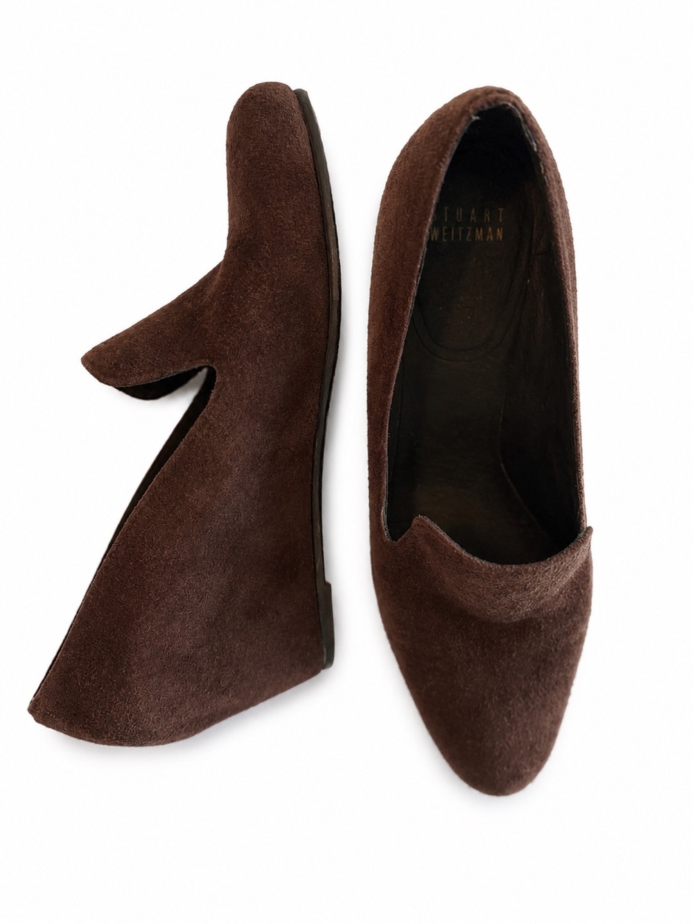 Stuart Weitzman Suede Loafers brown  wedge size 9